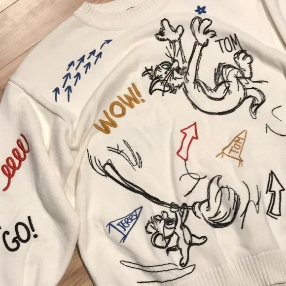 Tom and Jerry adult pullover sweater by Peacebird - Picture 2 of 6